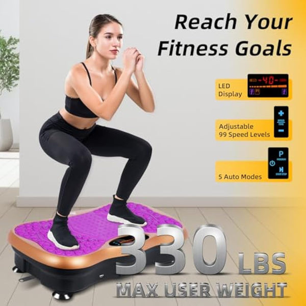 EVOLAND Vibration Plate Exercise Machine, Vibration Fitness Trainer with Bluetooth Speaker, 5 Program Modes, 2 Resistance Bands, Home Exercise Equipment for Fitness Body Toning