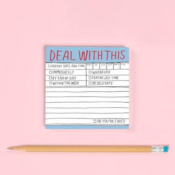 8-Pack Knock Knock Deal with This Hand-Lettered Sticky Notes, to Do Pads, 3 x 3-inches, 100 Sheets Each
