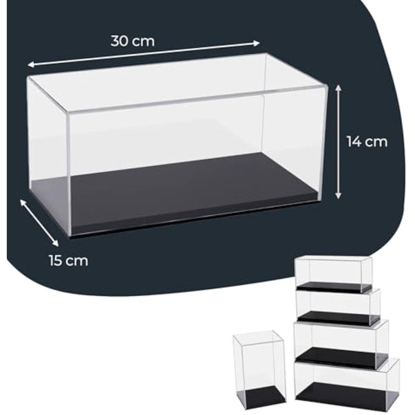 HMF 46800900 Acrylic Display Case for Model Cars / Figures, Various Sizes, Transparent, 30 x 14 x 15 cm