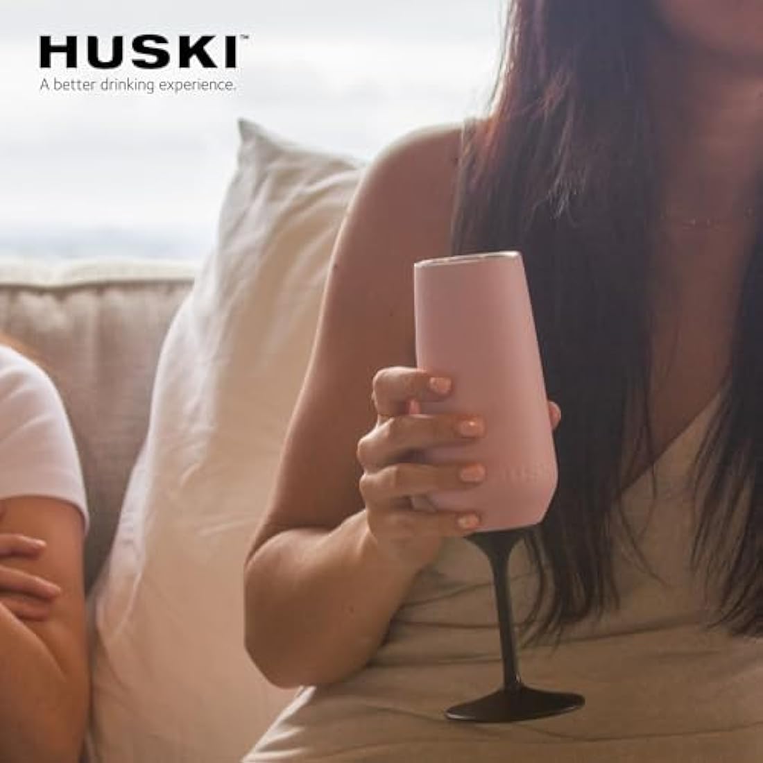 Huski Champagne Flute | New | Award-Winning Design with Detachable Stem | Premium Stainless Steel Champagne Glass with Lid | Triple Insulated Tumbler | 240ml Capacity | Great Gift (Champagne)