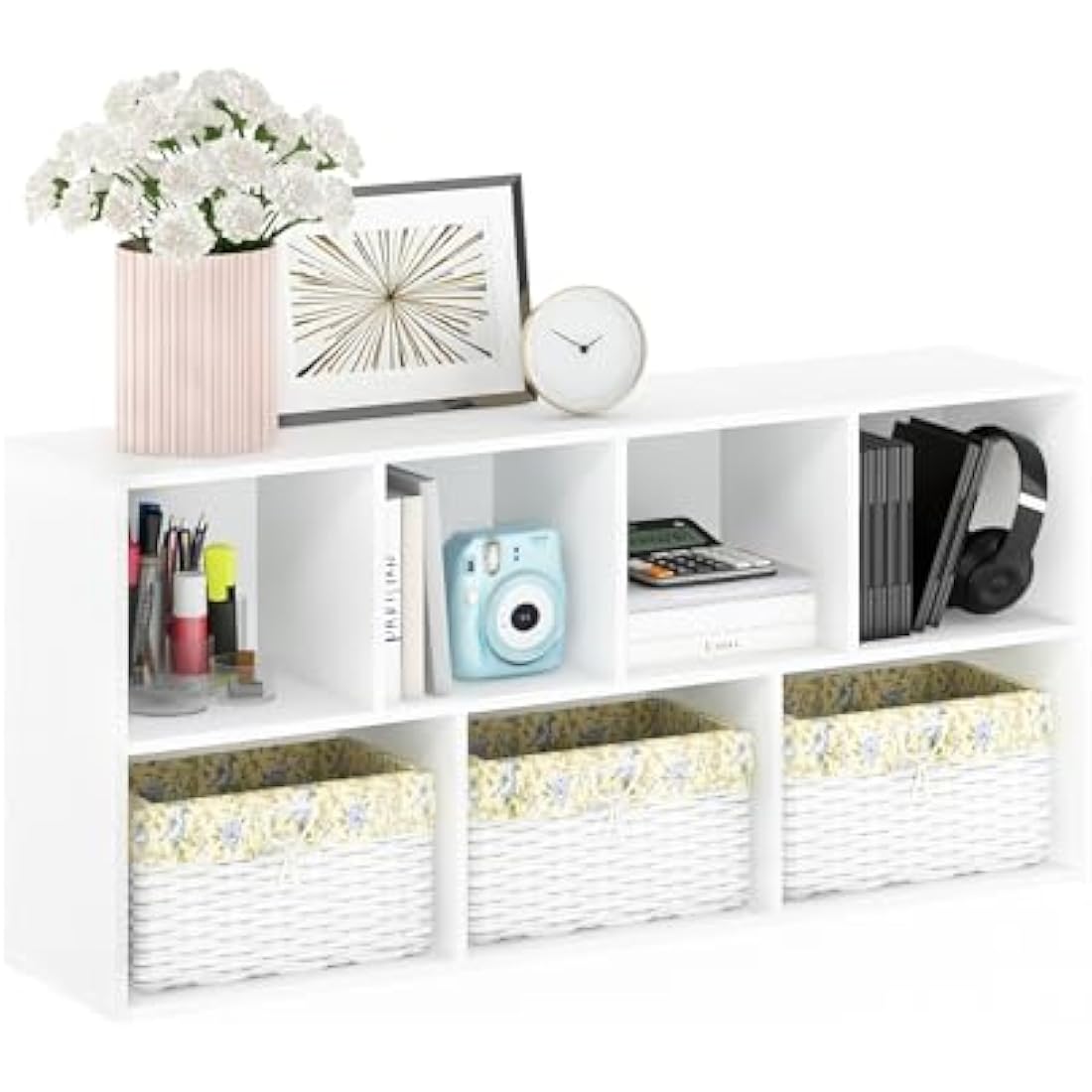 Furinno Luder 7-Cube Reversible Open Shelf, White
