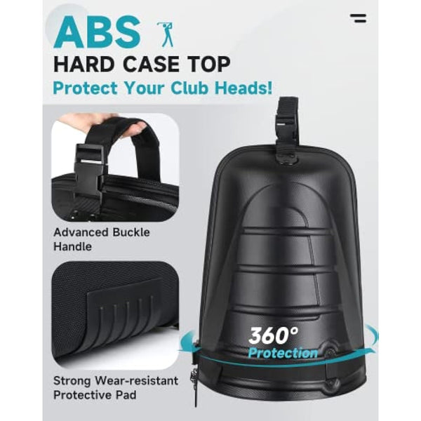 Findway Golf Travel Bag with Wheels, Premium Durable Waterproof Golf Travel and Flight Bag with Hard Case Top, Protection for Clubs, Portable and Lightweight