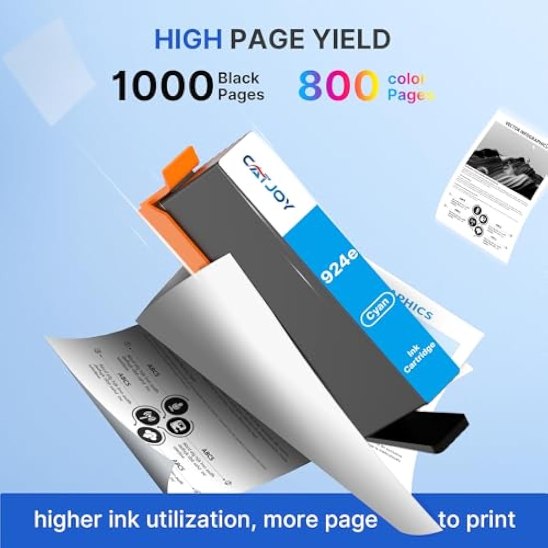 924XL 924 XL Ink Cartridges for HP 924 Ink Cartridge 924e Multipack Compatible with HP OfficeJet Pro 8120 8122 8123 8125 8128 8130 8132 8133 8134 8135 (4-Pack, Black Cyan Magenta Yellow with Chips)