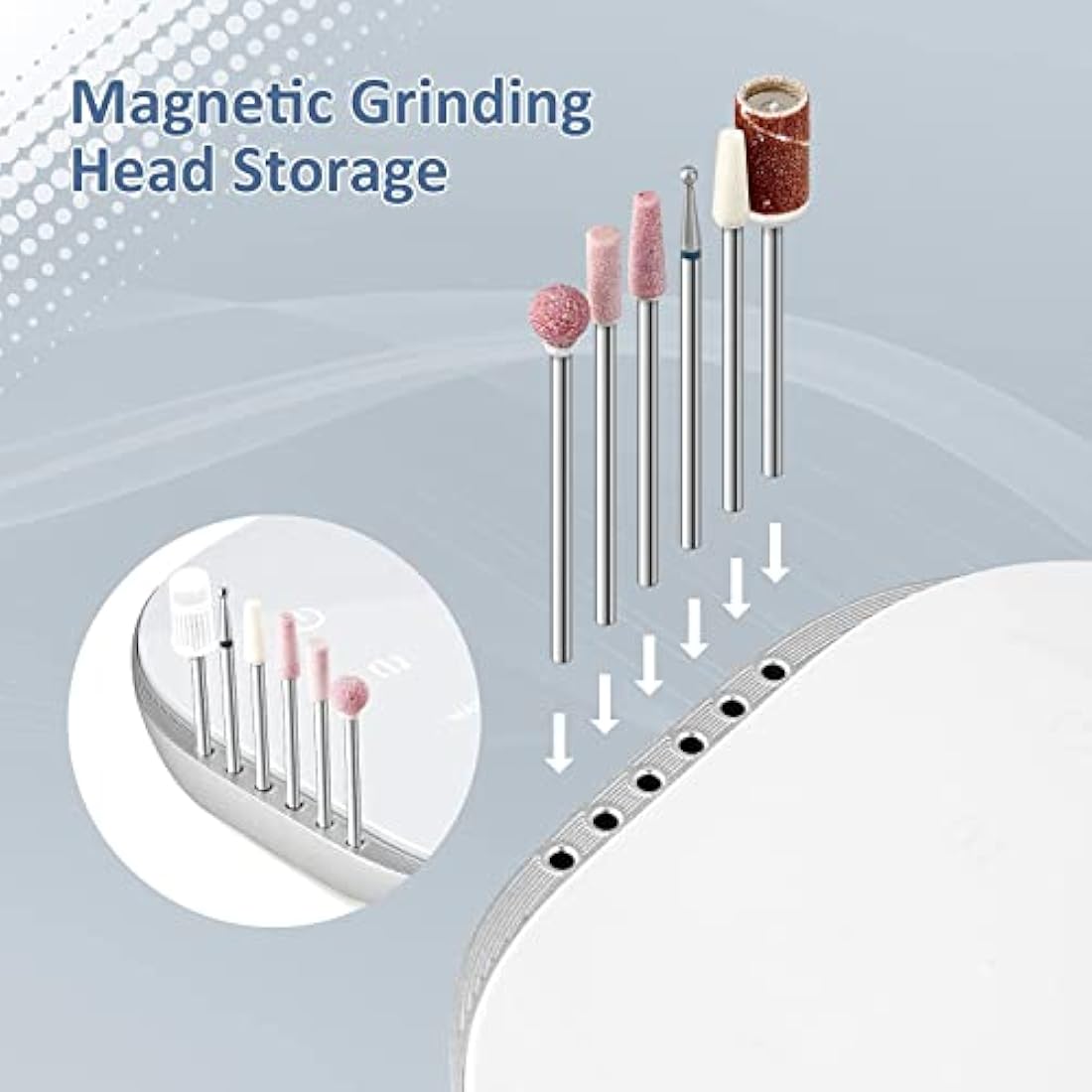 Madenia Professional Electric Nail Drill Machine with LCD Touch Screen, 35000 RPM Efile Nail File Drill for Arylic Gel Nails, E File Kit for Salon Home Manicure Use, Blue (UK-108-GY)