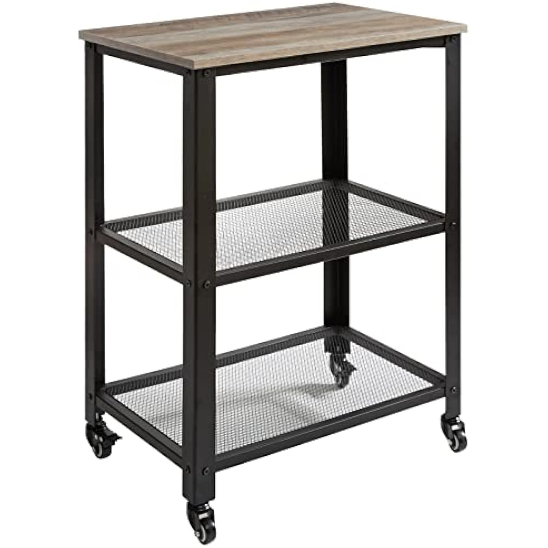 IBUYKE Serving Cart Trolley 60x40x81cm, Industrial Kitchen 3 Levels Shelves, Rolling Utility Cart with 4 Wheels, Heavy Duty Storage Organiser for Kitchen living room TMJ011Y