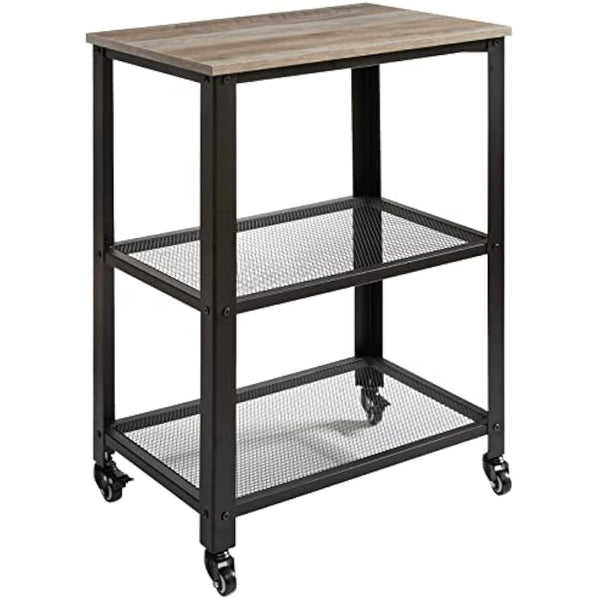IBUYKE Serving Cart Trolley 60x40x81cm, Industrial Kitchen 3 Levels Shelves, Rolling Utility Cart with 4 Wheels, Heavy Duty Storage Organiser for Kitchen living room TMJ011Y