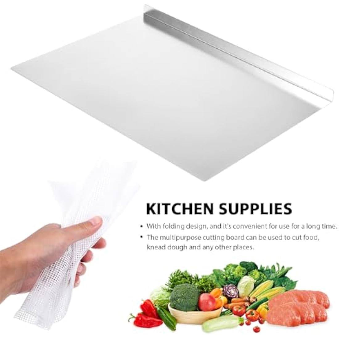 DOITOOL Stainless Steel Worktop Saver Food Cutting Board Stainless Steel Chopping Board Dough Board Non Stick Baking Board for Rolling Dough Making Bread Pizza Biscuits - 30 x 40CM