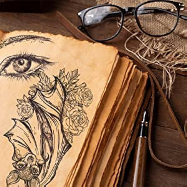 ALCRAFT Leather Journal Vintage Leather Bound Journal Handmade Antique Cover 33.02 X 25.4 CM