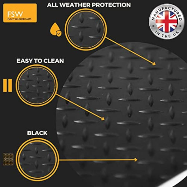 FSW - Ford Transit Custom Van Manual 2024-On Tailored Van Front Floor Mats - 5mm EXTRA Heavy Duty Rubber Waterproof - Anti Slip Van Floor Mat, Anti Slip Backing - 1Pc Rubber Van Floor Mat