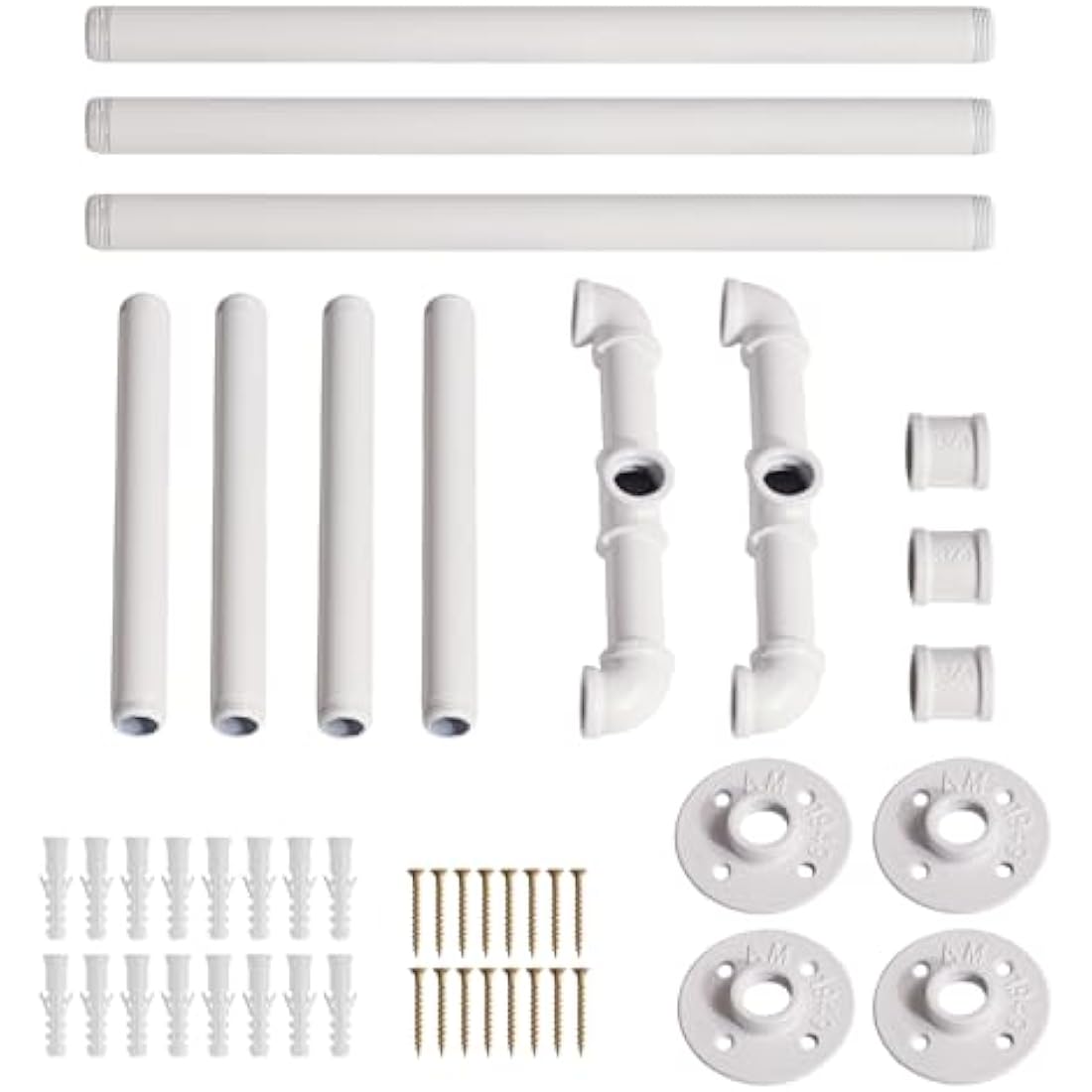 IBUYKE 50" Wall Mounted Coat Rack Industrial Design Wall Mount Removable Clothes Rack Space Saving Rack Load up to 60kg Four Bases White TYJ002W-2