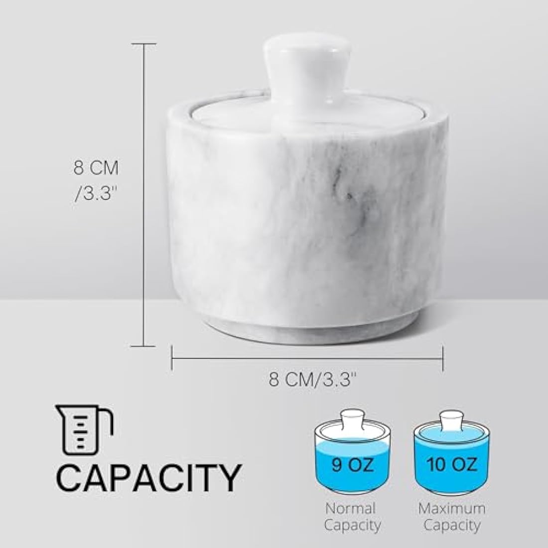 Flexzion Marble Salt Cellar with Lid - Salt and Pepper Bowls Dish Container for Kitchen - Marble Pepper Jar Storage Box Holder for Paprika, Herbs, Sugar, Jewelry & Watches (Set of 2, Black & White)