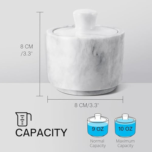 Flexzion Marble Salt Cellar with Lid - Salt and Pepper Bowls Dish Container for Kitchen - Marble Pepper Jar Storage Box Holder for Paprika, Herbs, Sugar, Jewelry & Watches (Set of 2, Black & White)