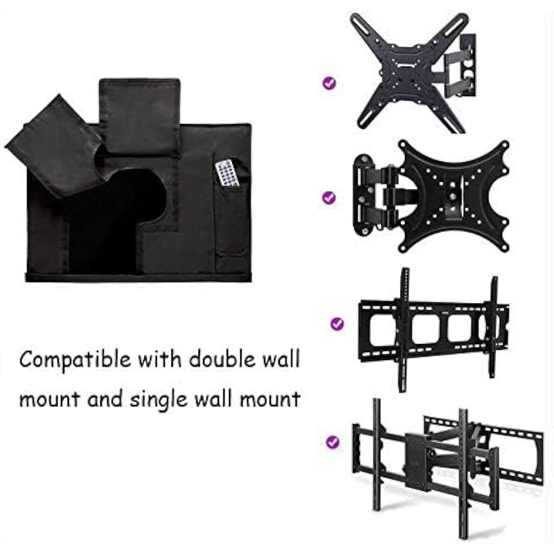 Outdoor TV Cover Waterproof UV Flat Screen Protection for 22” to 75” TV Indoor Dust-proof UCARE Furniture Cover Fits Most Mounts and Brackets Black (60-65”)