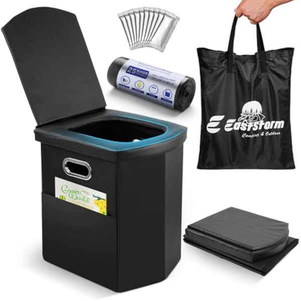 E EASTSTORM Outdoor Camping Toilet, 16.5in(H) Portable Toilet, Travel Toilet, Campervan Toilet, Camping Loo, Folding Toilet for Tent, Caravan, Festivals