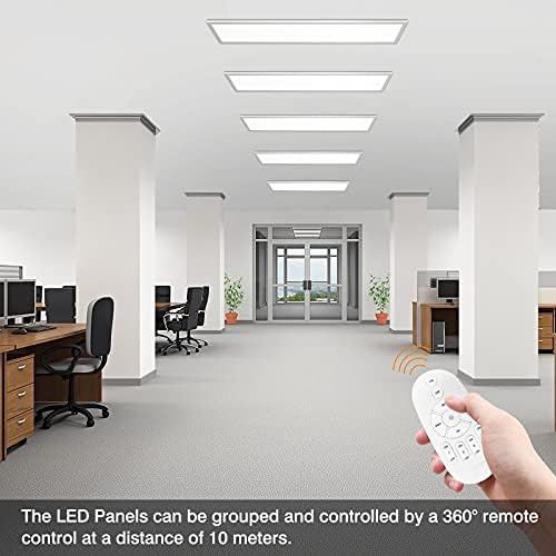 Dimmable LED Ceiling Light Panel 120 x 30 cm with Remote Control, 40 W Ceiling Lamp with Strong Brightness, 2700K - 6500K Warm, Natural and Cool White Lamp for Office, Workshop, Living Room