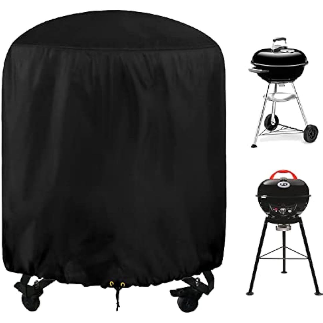 RICHIE Round Barbecue Cover, Kettle BBQ Cover 73x71cm Waterproof Heavy Duty 420D Oxford Fabric Round Gas Grill Covers with Drawstring Cord, Outdoor Grill Cover UV Resistant, Windproof & Rip-Proof