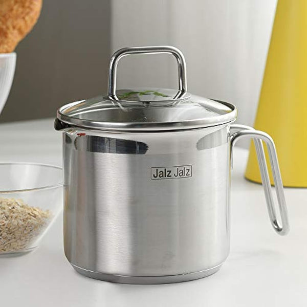jalz jalz Stainless Steel Saucepan with Glass Lid,Classic Cookware, Sauce Pan,1.5 Quart for Boiling Milk, Sauce, Gravies, Pasta,Noodles