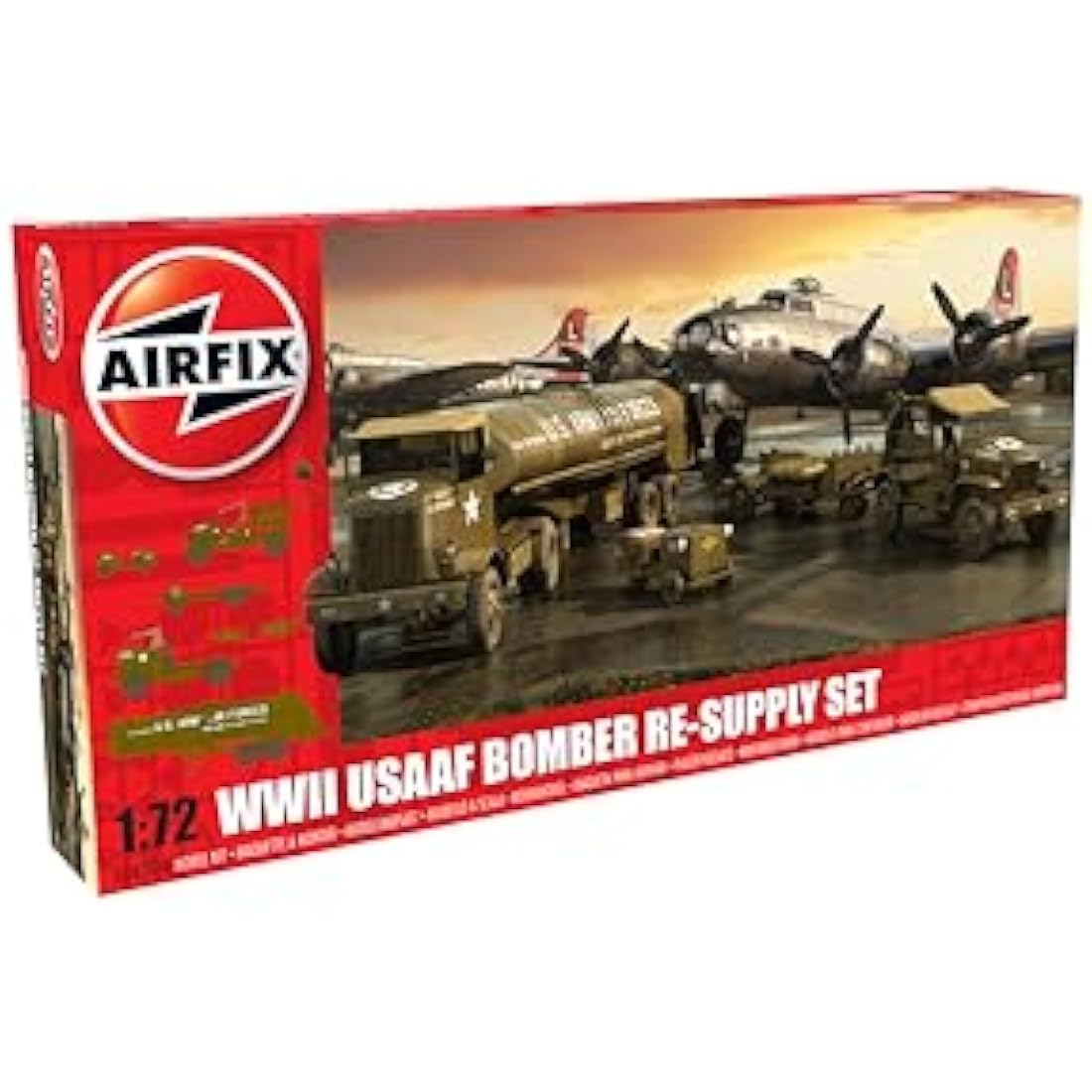 Airfix Model Set - A06304 WWII USAAF 8th Bomber Resupply Set Model Building Kit - Plastic Model Diorama Kits for Adults & Children 8+, Set Includes Sprues & Decals - 1:72 Scale Model