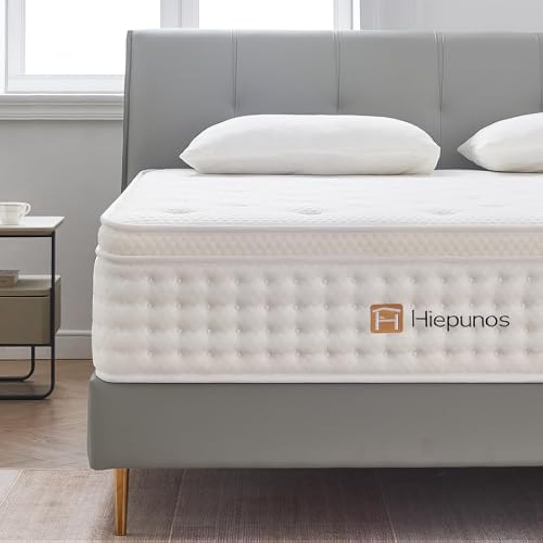 Hiepunos Double Mattress,10.2 INCH Hybrid Memory Foam and Individually Pocket Spring,4FT6 Double Bed Mattress Medium Firm,Ergonomic Pressure Reducing,Improve Sleeping(135x190x26cm)