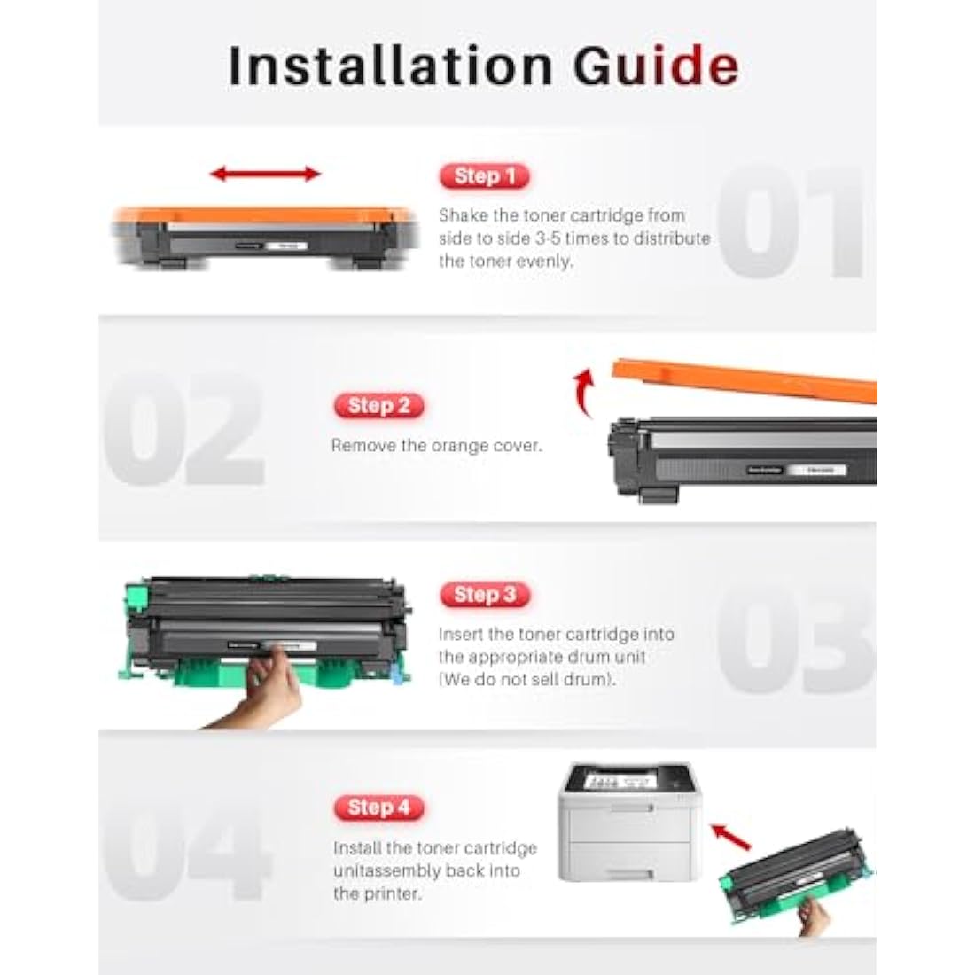 Halloya TN1050 Compatible Toner Cartridges Replacement for Brother TN1050 For HL-1112 HL-1110 DCP-1610W DCP-1510 HL-1210W MFC-1810 HL-1212W MFC-1910W DCP-1612W DCP-1512 (Black, 4-Pack)