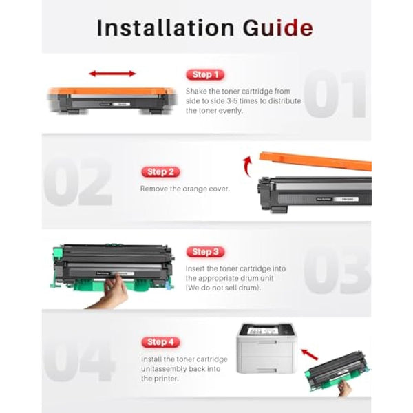 Halloya TN1050 Compatible Toner Cartridges Replacement for Brother TN1050 For HL-1112 HL-1110 DCP-1610W DCP-1510 HL-1210W MFC-1810 HL-1212W MFC-1910W DCP-1612W DCP-1512 (Black, 4-Pack)