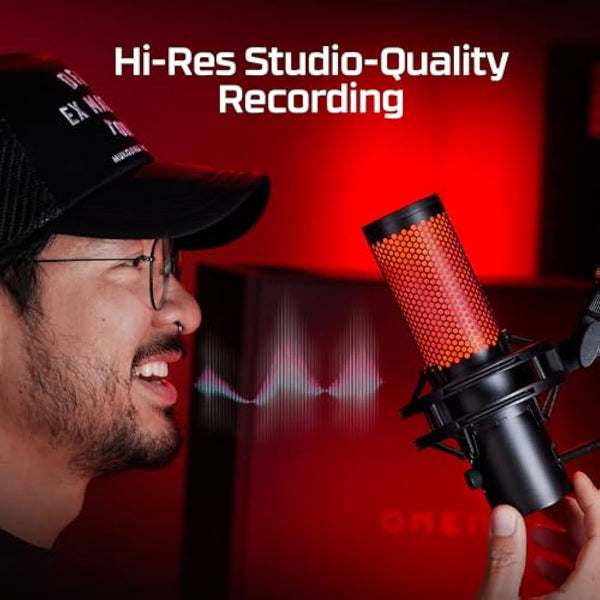 HyperX Quadcast 2 USB Microphone for Gaming, Streaming and Podcasting | On-Board Controls | LED Lighting | Quick Release Shock Mount | Built-in Arm/Stand Mount | PC, Mac, PS5, PS4 | USB-C | Black