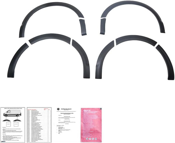 Oneway Set Wheel Arch Trims compatible with Volkswagen Transporter T6.1 2020-2022 (Long wheel base) - Matt black