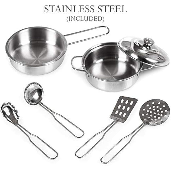 Green Series Kinderplay Children's Kitchen – Children's Wooden Kitchen | Children's Kitchen 2 Years | Kitchen for Children 3 Years | Children's Kitchen 5 Years | Children's Kitchen Height 87 cm,