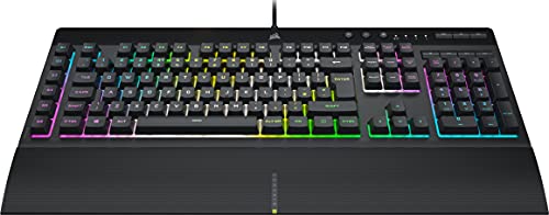 CORSAIR K55 RGB PRO Membrane Wired Gaming Keyboard – IP42 Dust and Spill-Resistant – 6 Macro Keys with Elgato Integration – iCUE Compatible – QWERTY UK – PC, Mac, Xbox – Black