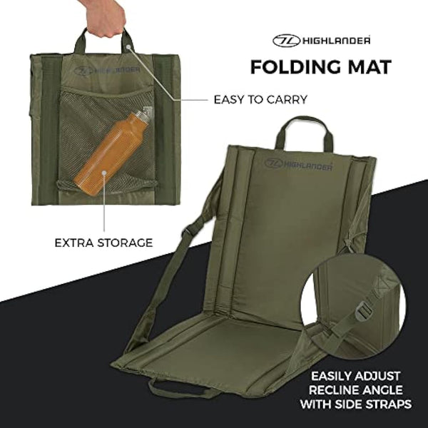Highlander Outdoor Sit Mat - Portable Seat - Lightweight with Back Support and Pocket - Perfect as a Picnic Chair, Stadium Seat, Beach Chair, or Festival Chair
