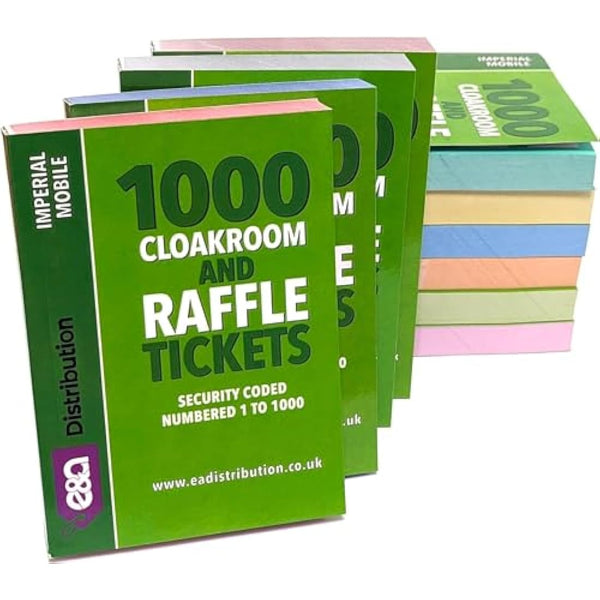 4 x Books of Cloakroom and Raffle Tickets - 1 -1000 Tombola Draw Numbered Charity Events Prize Draw Lucky Draw