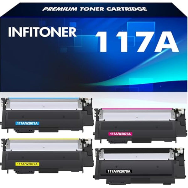4-Pack Compatible 117A Toner Cartridge Replacement for HP 117A 117 W2070A W2071A W2072A W2073A Color Laser MFP 179fwg 178nwg 179fnw 178nw 150a 150nw 179 178 150 Ink (Black Cyan Yellow Magenta)