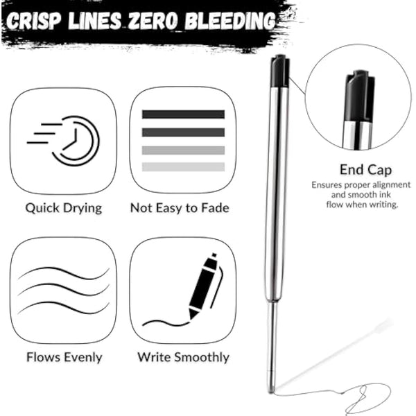 20 x Parker Pen Refills Black Ink, 9.9cm Long Black Jotter Refill Compatible with Parker Ballpoint Pens, Medium Size 0.7 Nib (20)