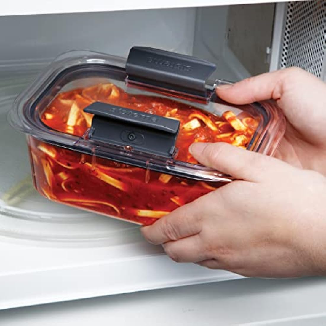 Sistema Brilliance Leakproof Food Storage Container, Stain and Odour Resistant, Microwave Steam Vents, 380 ml, BPA-Free, Black Clips, Clear/Grey, 2 Count (Pack of 1)