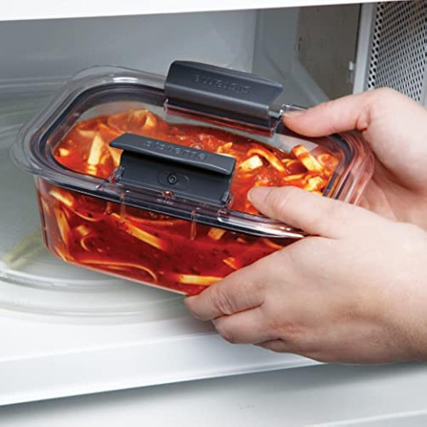 Sistema Brilliance Leakproof Food Storage Container, Stain and Odour Resistant, Microwave Steam Vents, 380 ml, BPA-Free, Black Clips, Clear/Grey, 2 Count (Pack of 1)