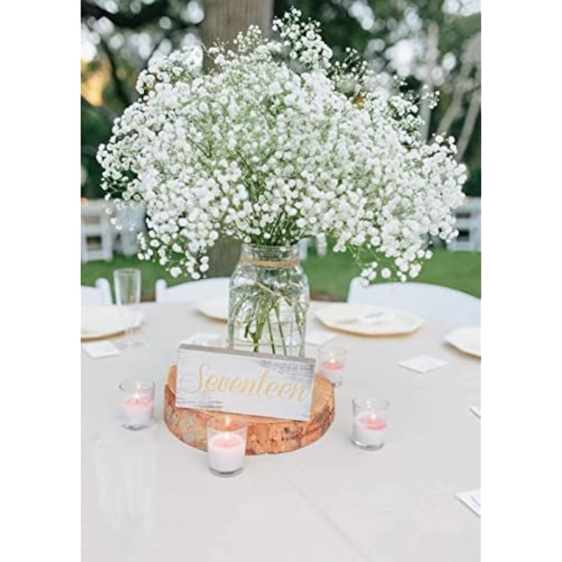 6 Pcs Artificial Flowers Gypsophila Baby Breath Bouquets Fake Flowers for Home Decor Wedding Party Office DIY Decoration (6Pcs-White)