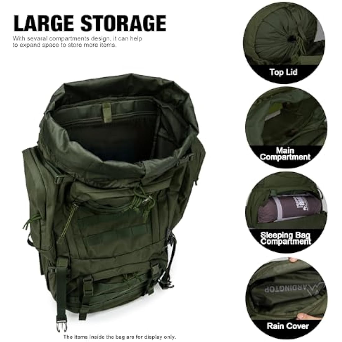 Mardingtop 60L Tactical backpack Military Rucksack MOLLE Camping and Hiking Backpack High Capacity with Rain Cover for Trekking Mountaineering Hunting Traveling