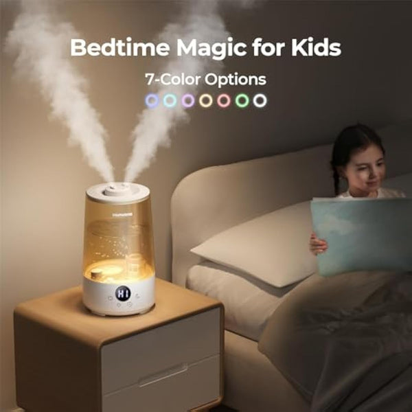 Homvana Humidifier for Bedroom, 3.6L Cool Mist for Large Room, 360° Rotatable 34H Last, Night Light Auto Mode, Quiet 16dB (Silent Spray) Humidifiers for Baby, Essential Oil Diffuser, Plants, Nursery
