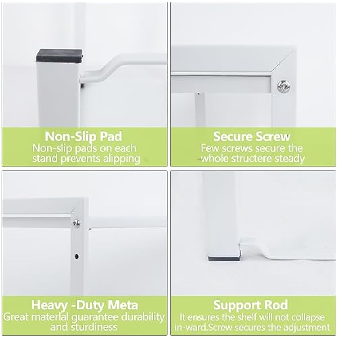 Goodsnetic Expandable Cabinet Shelf 13.8~26"(L), Stackable Kitchen Counter Organizer, 33LBS Heavy Duty Riser, Countertop Storage Pantry ， Durable Metal Sink Shelf (White L)