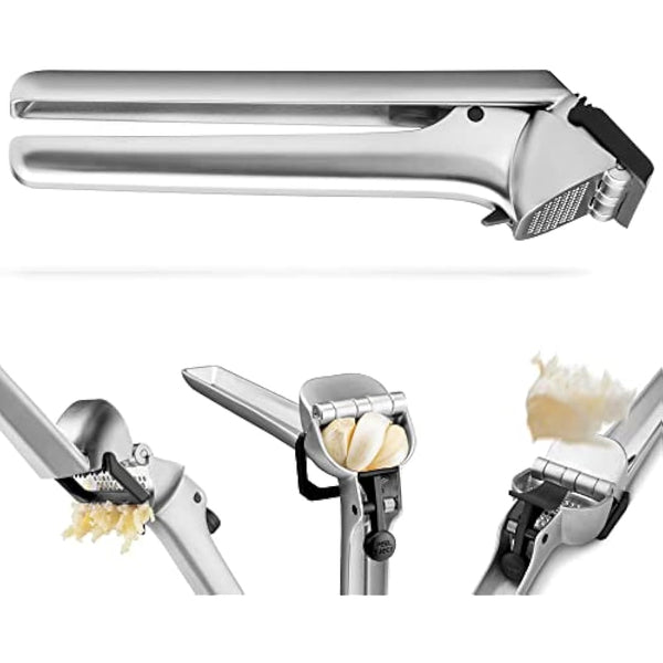 Dreamfarm Garject 2-In-1 Garlic Peeler, Garlic Press & Mincer with Garlic Peel Ejector, Chrome-Plated Zinc - Black