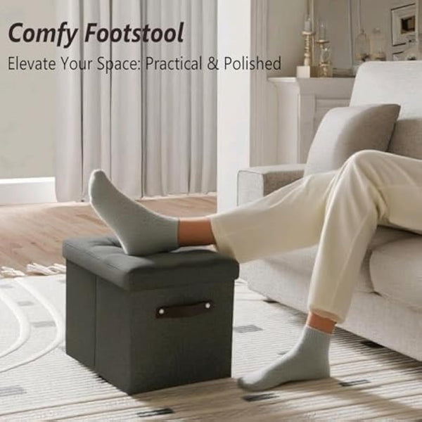 Hoiwio Storage Ottoman Shoe Organiser for Closet - Adjustable Dividers Storage Box for Shoes | Clothes | Toy | Blanket, Foldable Pouffe Footstool Small Bench Shoe Cabinet