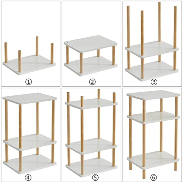 IBUYKE 3-Tier Side Table, Narrow End Table with Storage Shelf, Nightstand Bedside Table for Small Spaces, Bedroom, Living Room, Entryway, Farmhouse, No-Tool Assembly, White WST003W