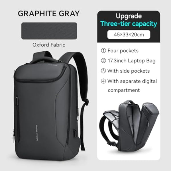 MARK RYDEN mens backpack Large Capacity waterproof laptop backpack business men with USB Charging Port for Official Travel Hiking Pack Fits Under 17.3 Inch Laptop