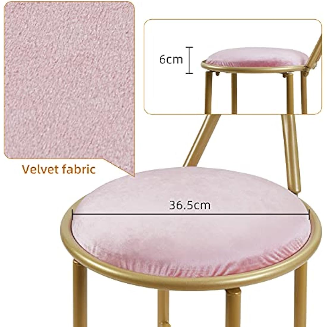 FATIVO Pink Glam Butterfly Back Vanity Chair - Velvet Makeup Stool with High Backrest for Girls Room, Clothing Store, Dressing Room, Beauty Store