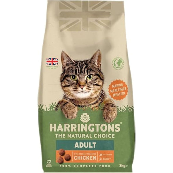 Harringtons Complete Dry Adult Cat Food Chicken 2kg (Pack of 4) - Tasty Natural Goodness