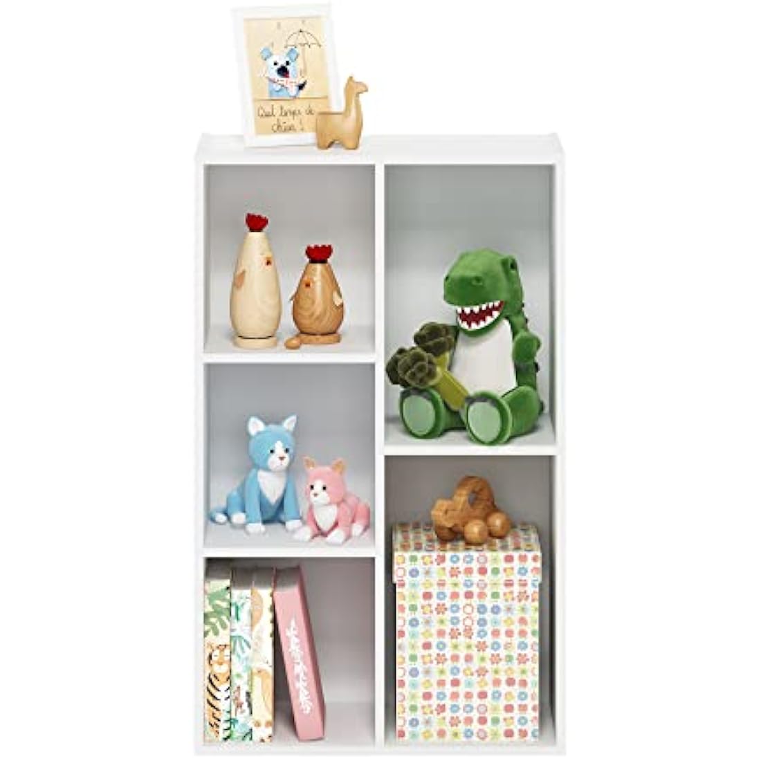 Furinno Luder 5-Cube No Tool Assembly Open Shelf, White