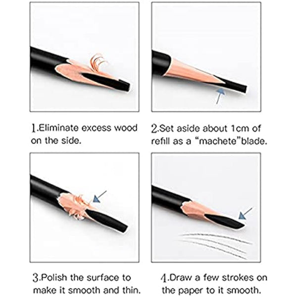 Go Ho 12 PCS Brown Eyebrow Eyeliner Pencil Set, Waterproof Eyebrow Pencil,Long-lasting Sweat-proof Eyeliner Makeup Brow Tint Pen（Dark Brown）