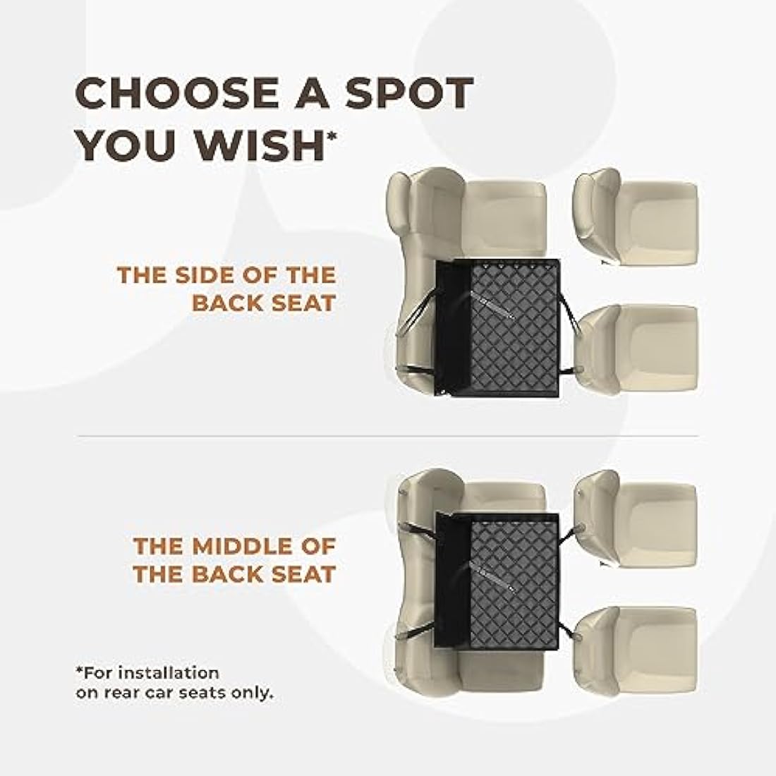 Extra Stable Dog Car Seat - Reinforced, Waterproof Pet Car Seat for Medium-Sized Dogs with 4 Fastening Straps (L Size, Black)