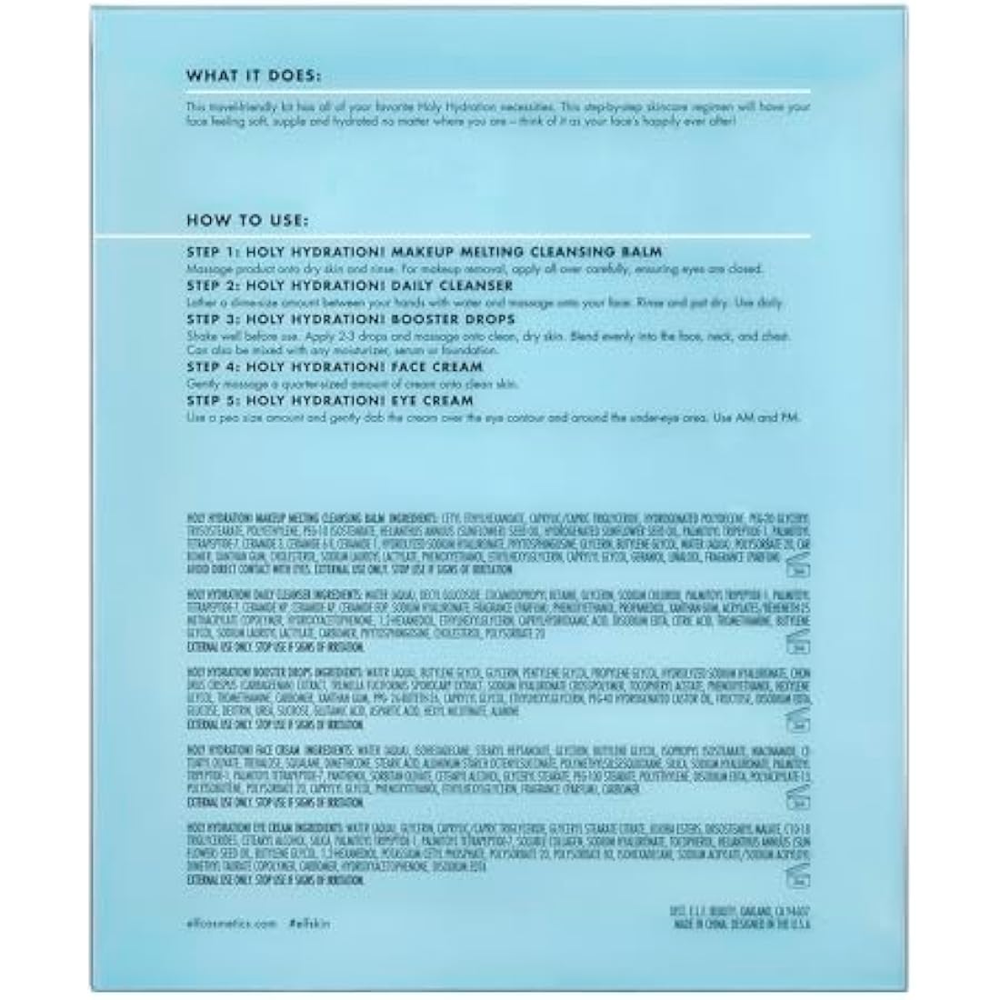 e.l.f. SKIN Hydrated Ever After Skincare Mini Kit, Cleanser, Makeup Remover, Moisturiser & Eye Cream For Hydrating Skin, Airplane-Friendly Sizes