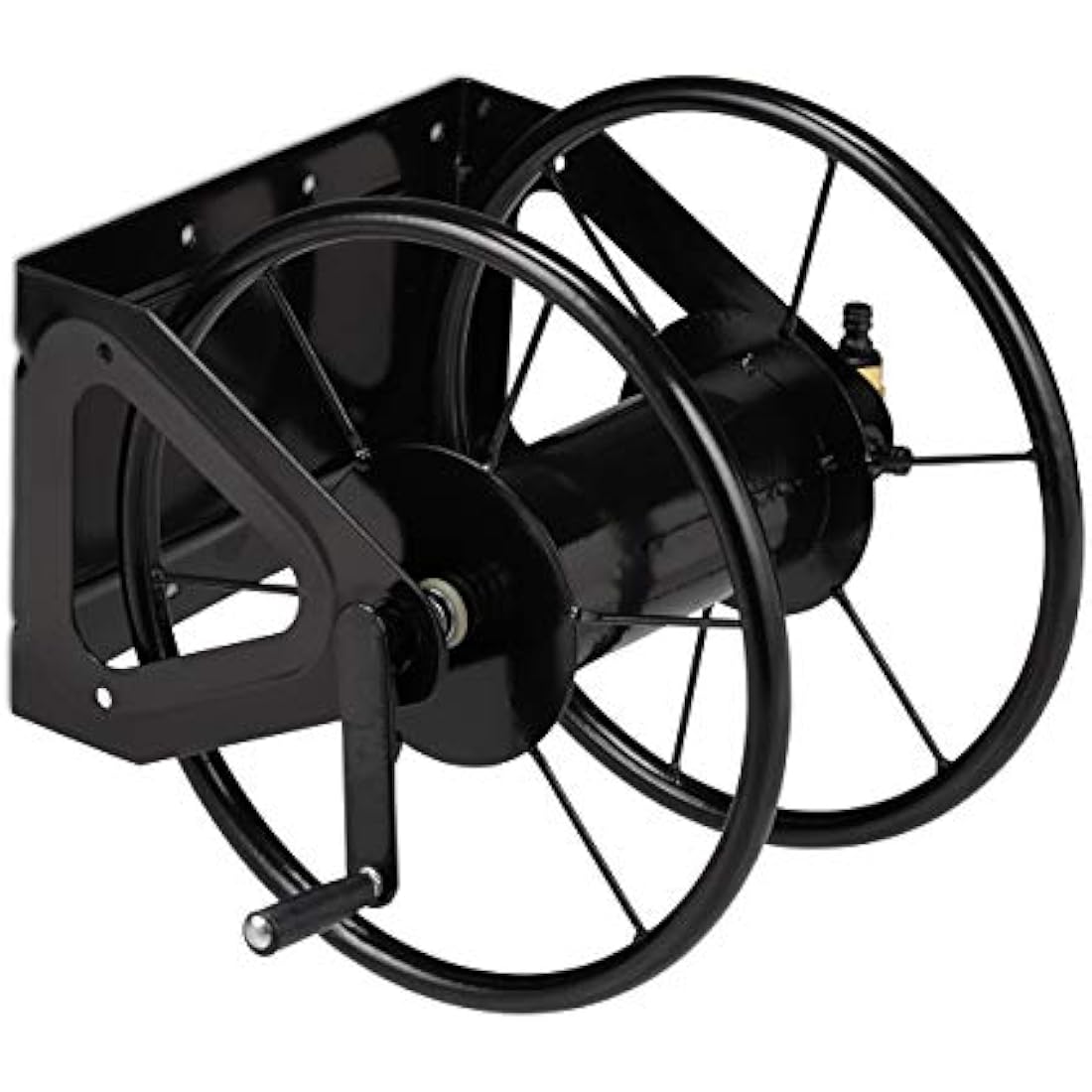 Relaxdays Hosepipe Reel Wall-mounted, Holder With Crank, For 60 m Hose Pipes, Steel, HWD: 41.5 x 54 x 45 cm, Black